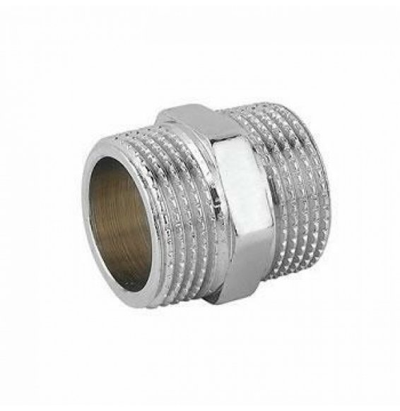 Nipplo doppio ottone cromato 1/4"