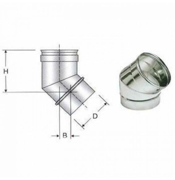 Inox mono parete aisi 316curva 45 d.120 316l