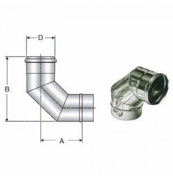 Inox mono parete aisi 316curva 90 d.120 316l b08wyzmwwc