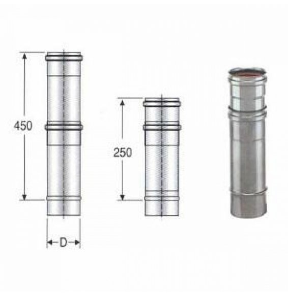 Inox mono parete aisi 316elemento telescopico d.080 b08x9znqvl