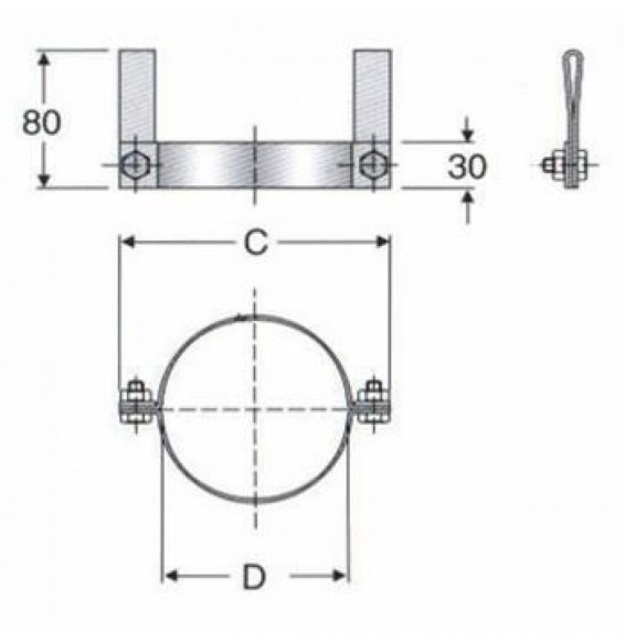 Inox mono parete aisi 316fascetta di discesa d.080