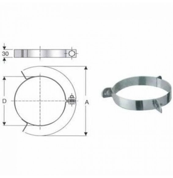 Inox mono parete aisi 316fascetta per cavi tiranti d.080