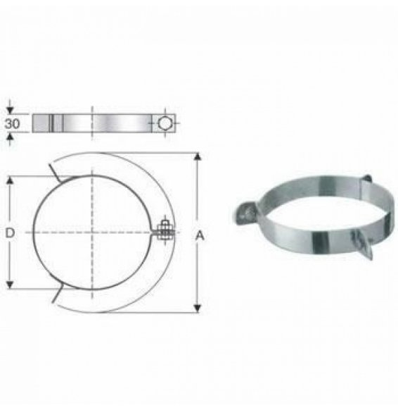 Inox mono parete aisi 316fascetta per cavi tiranti d.150