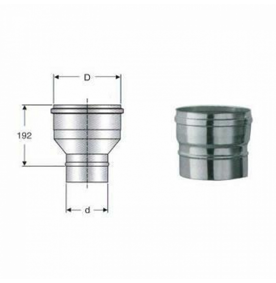 Inox mono parete aisi 316raccordo d.110m-220f b08x9xxr6y