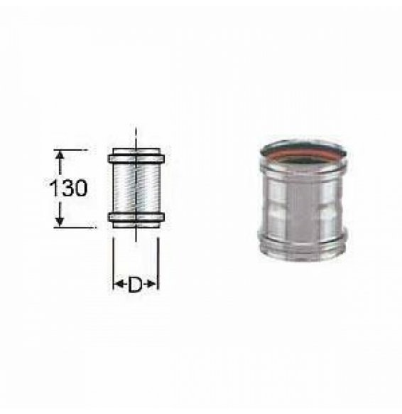 Inox mono parete aisi 316manicotto doppio f/f d.130 b09gxmzj66