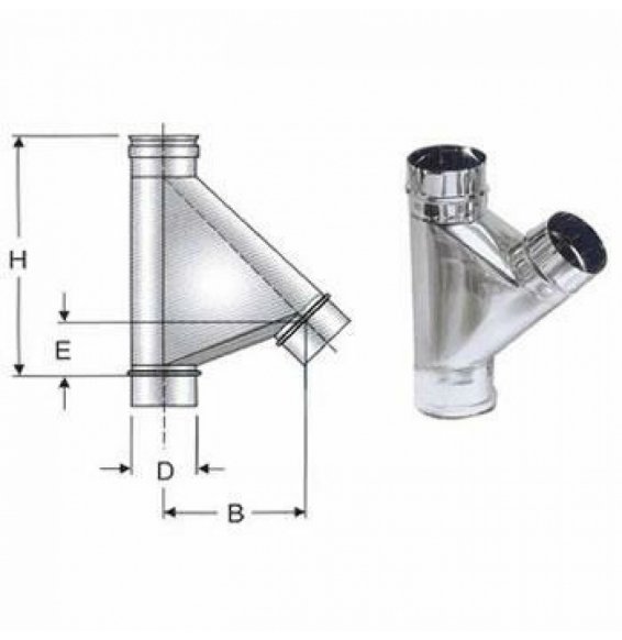 INOX MONO PARETE AISI 316RACCORDO A 135 BRAGA D.250 B08X9QC3V1