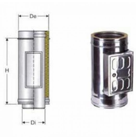 Inox doppia parete aisi 316camera raccolta incombusti d.350/400 b08