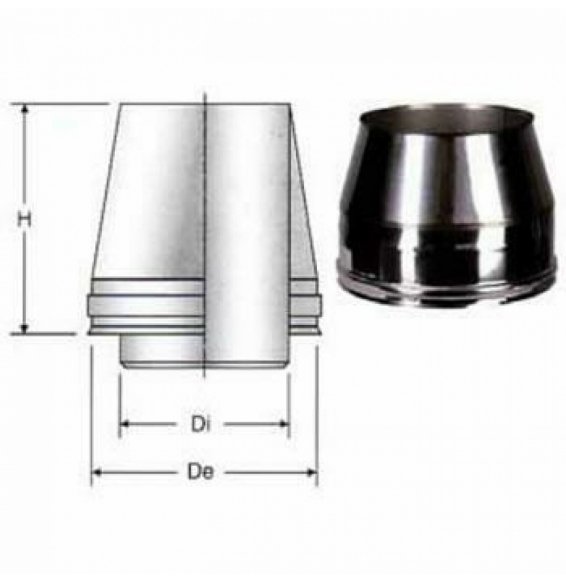 Inox doppia parete aisi 316cappello tronco cono d.150/200 b09gxrrvx