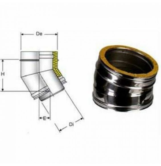 Inox doppia parete aisi 316curva 15 d.180/230