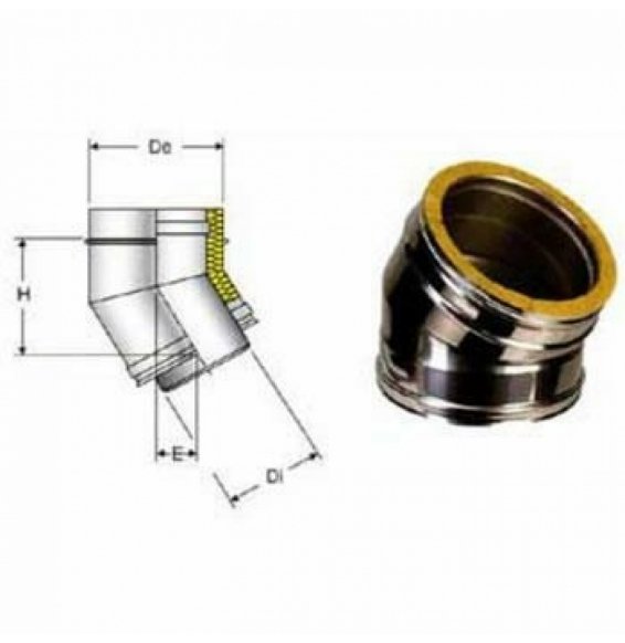 Inox doppia parete aisi 316curva 45 d.350/400 b08x8s3wqn