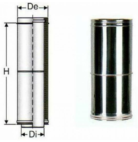 Inox doppia parete elemento telescopico l.257-384 d.100 b08x9xyn