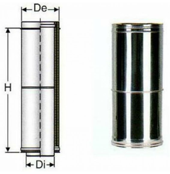 Inox doppia parete elemento telescopico l.257-384 d.200 b08xbfh8