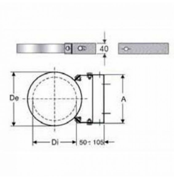 Inox doppia parete aisi 316fascetta murale regolabile d.080/130 b08