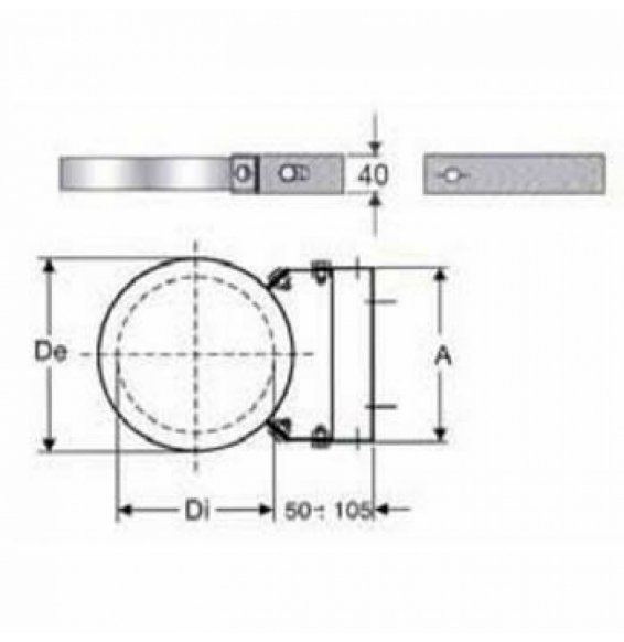 INOX DOPPIA PARETE AISI 316FASCETTA MURALE REGOLABILE D.100/150 B08