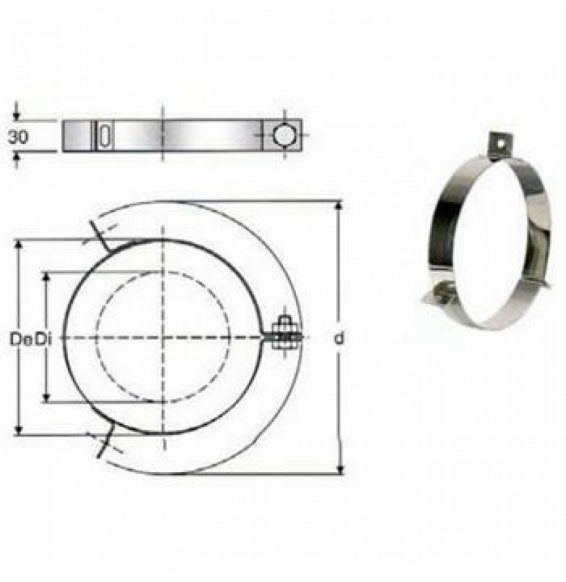 INOX DOPPIA PARETE AISI 316FASCETTA PER CAVI TIR. D.150/200 B08X9X3