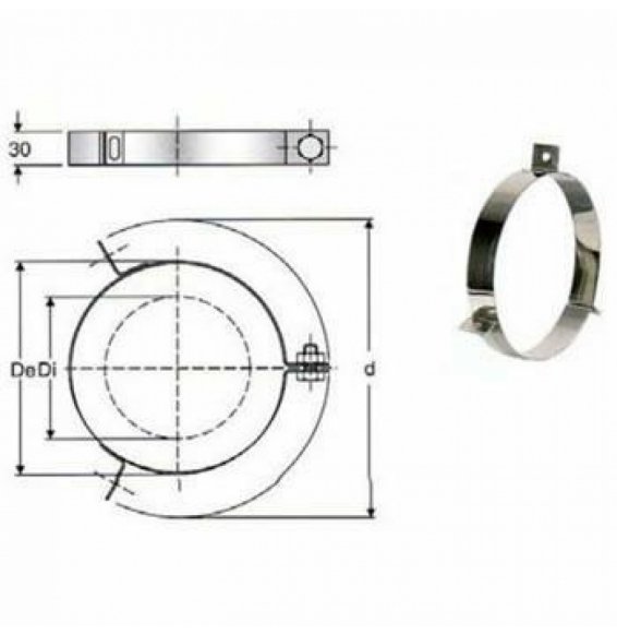INOX DOPPIA PARETE AISI 316FASCETTA PER CAVI TIR. D.300/350