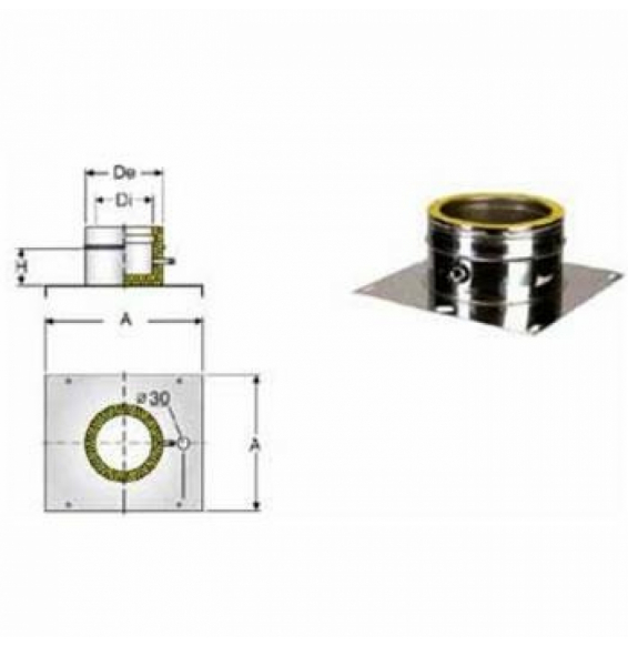 INOX DOPPIA PARETEPIASTRA BASE CON GOCCIOLATORE D.080/130