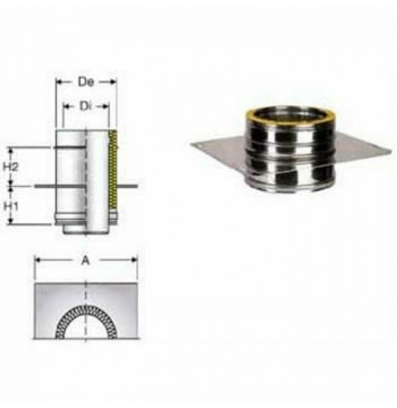 Inox doppia parete piastra con elemento diritto d.200 b08x9sgby2