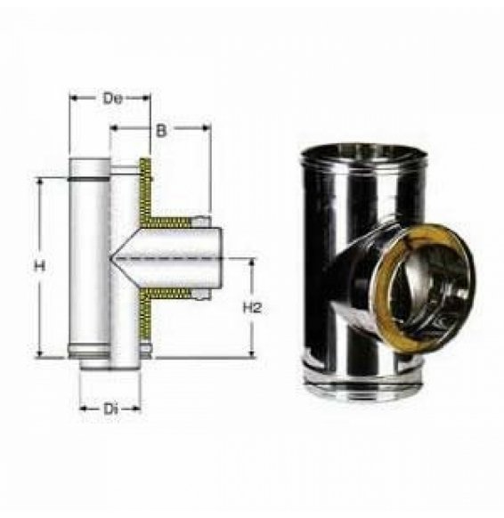 Inox doppia parete aisi 316raccordo a t 90 d.130/180 b00n976et2