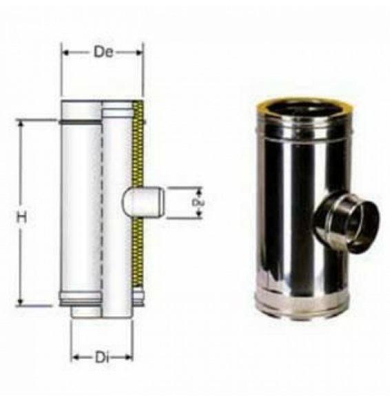 INOX DOPPIA PARETE RACCORDO A T90 USCITA MONO D.300 B08X9TQZTP