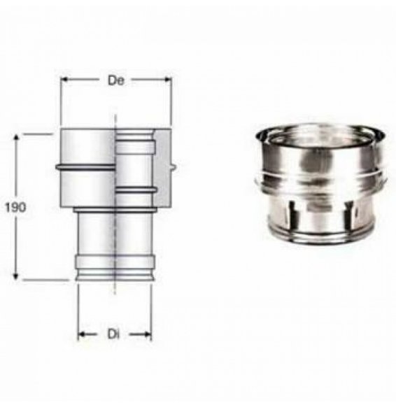 INOX DOPPIA PARETE AISI 316RACCORDO CALDAIA D.100/150 B08X9SFK52