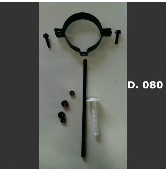 FASCETTA MURALE PER TUBO FUMISTERIA D.080 NERO PESANTE B07VN24DB1