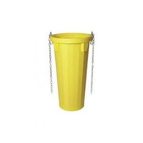 Tubo scarica detriti con catene giallo Tubo scarica detriti con catene giallo