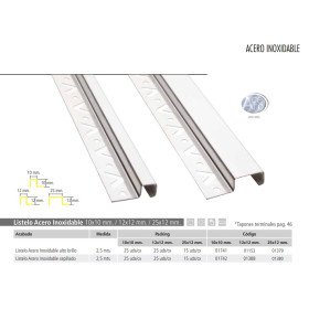 LISTELLO ACCIAIO ML.2,5 12X12 LUCIDO BRILLANTE LISTELLO ACCIAIO ML.2,5 12X12 LUCIDO BRILLANTE